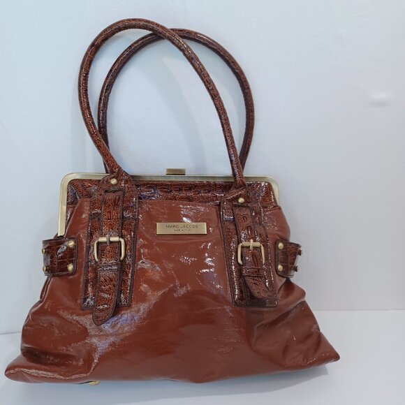 Marc Jacobs Bag Brown Patent Leather Kiss Lock Closure Vintage - Picture 2 of 16